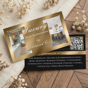 Luxus-Gold-Bauunternehmer-Hausbauer-Foto-QR-Code Visitenkarte