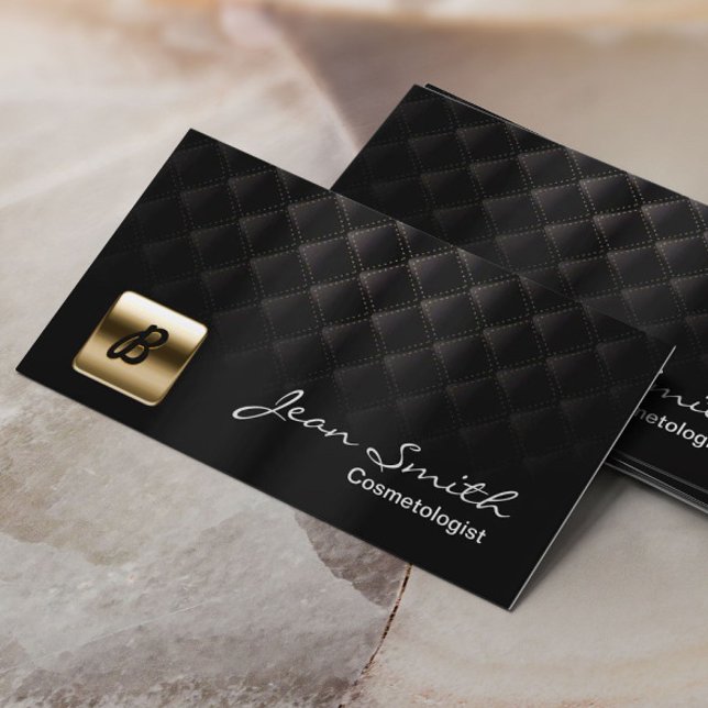 Luxus Gold & Black Cosmetologist Business Card Visitenkarte (Von Creator hochgeladen)