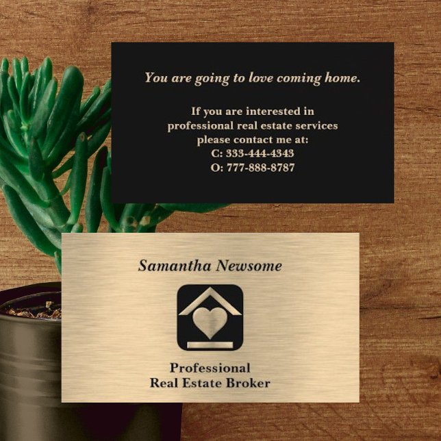 Luxus Gold & Black Real Anwesen Business Card Visitenkarte (Von Creator hochgeladen)