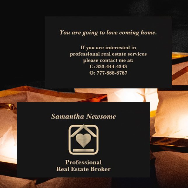 Luxus Gold & Black Real Anwesen Business Card Visitenkarte (Von Creator hochgeladen)