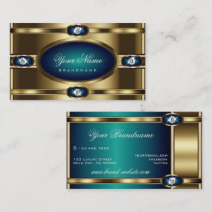 Luxus Gold Blue Aquamarin Gradient Imitats Rhinest Visitenkarte