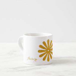 Luxus-Gold-Blumen-Glitter-Typografie Espressotasse