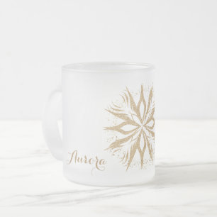 Luxus-Gold-Blumen-Glitter-Typografie Mattglastasse