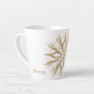 Luxus-Gold-Blumen-Glitter-Typografie Milchtasse