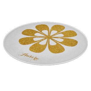 Luxus-Gold-Blumen-Glitter-Typografie Schneidebrett