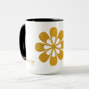 Luxus-Gold-Blumen-Glitter-Typografie Tasse