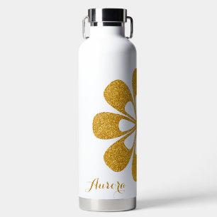 Luxus-Gold-Blumen-Glitter-Typografie Trinkflasche