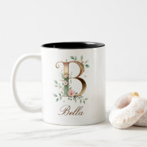 Luxus-Gold-Blumeninitial B Zweifarben-Kaffeetasse
