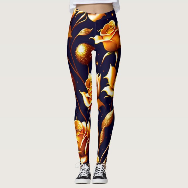Luxus Gold Boho Rose Moderne Kollektion Leggings (Vorderseite)