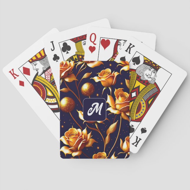 Luxus Gold Boho Rose Moderne Kollektion Spielkarten (Rückseite)