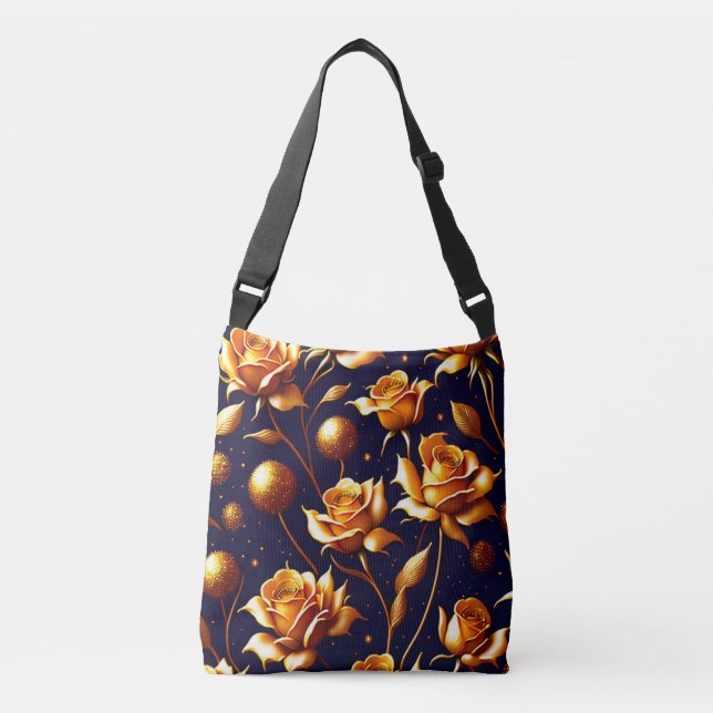 Luxus Gold Boho Rose Moderne Kollektion Tragetaschen Mit Langen Trägern (Vorderseite)