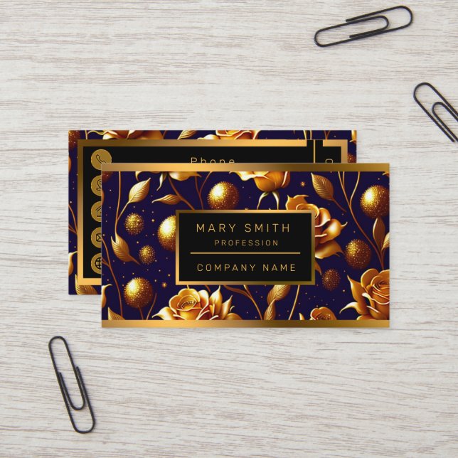 Luxus Gold Boho Rose Moderne Kollektion Visitenkarte (Vorderseite/Rückseite Beispiel)