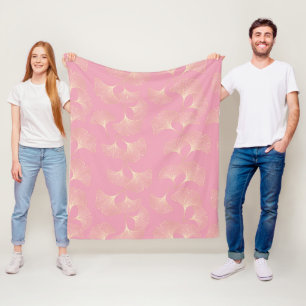 Luxus-Gold-Botanik-Blatt-Blush-Rosa-Muster Fleecedecke