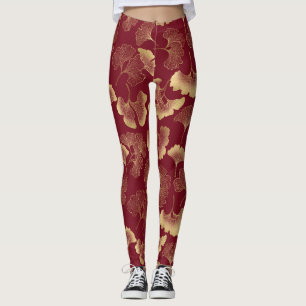 Luxus-Gold-Botanik in Rot für einen schicken Stil Leggings