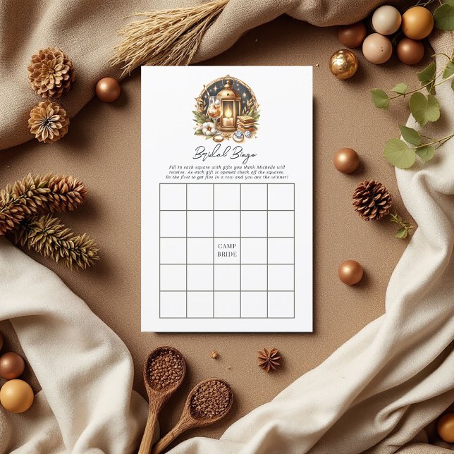 Luxus Gold Camp Bride Bachelorette Bingo Spiel (Luxury Gold Camp Bride Bachelorette Bingo Game)