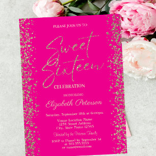 Luxus-Gold-Diamanten-Ruhm Pink Sweet 16 Einladung