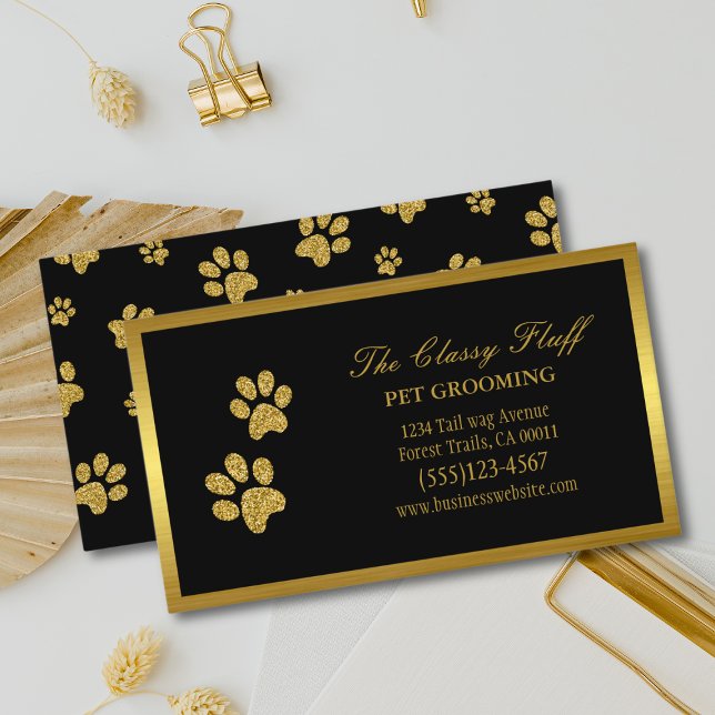 Luxus Gold Dog Pet Grooming Paw Print Visitenkarte (Von Creator hochgeladen)