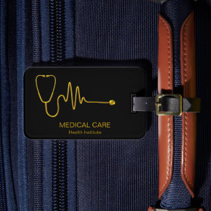 Luxus-Gold-ECG-Welle EKG-Linie Medizin-Stethoskop Gepäckanhänger