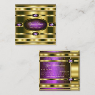 Luxus Gold Effekt mit dunklem, Lila Marmormuster Quadratische Visitenkarte