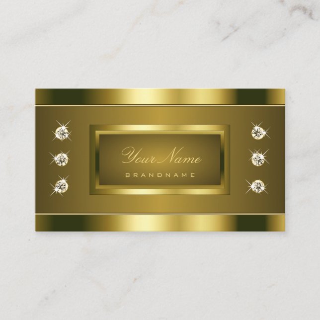 Luxus Gold Effekt mit hellen Imitaten Rhinestones Visitenkarte (Vorderseite)