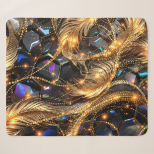 Luxus Gold Feathers und Gemstone Sparkle Muster Sherpadecke
