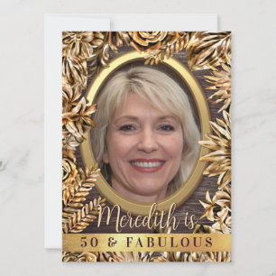 Luxus Gold Floral Custom Foto 50 und fabelhaft Einladung