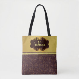 Luxus Gold Foil Glitterie Blume Name Monogram Tasche
