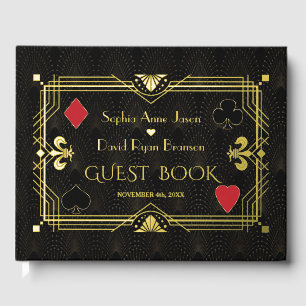 Luxus Gold Foil Roaring 20's Art Déco Hochzeit Gästebuch