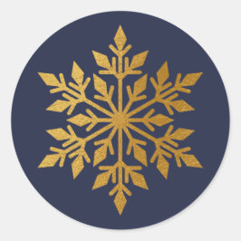 Luxus Gold Foil Snowflake Blauer Umschlag Aufklebe Runder Aufkleber