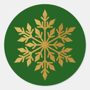 Luxus Gold Foil Snowflake Grüner Umschlag Aufklebe Runder Aufkleber