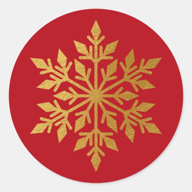 Luxus Gold Foil Snowflake Roter Umschlag Aufkleber (Vorderseite)