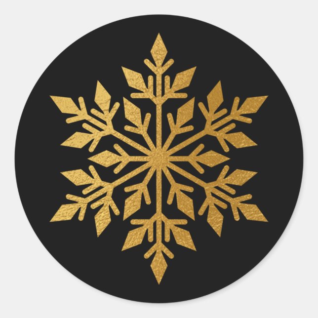 Luxus Gold Foil Snowflake Schwarzer Umschlag Aufkl Runder Aufkleber (Vorderseite)