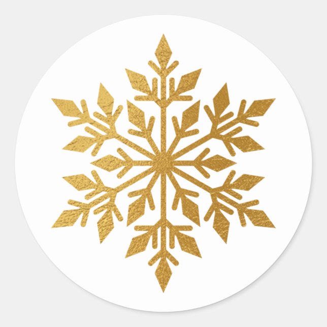 Luxus Gold Foil Snowflake Weißer Umschlag Aufklebe Runder Aufkleber (Vorderseite)