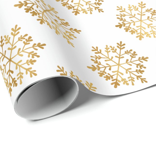 Luxus Gold Fossilien Schneeflocken Musterschein Geschenkpapier (Rolleneckpunkt)