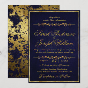 Luxus Gold Frame Foil & Texture Lila Hochzeit I Einladung