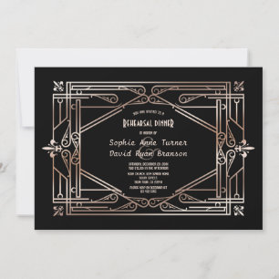 Luxus-Gold-Gatsby-Art-Déco-Probeessen Einladung