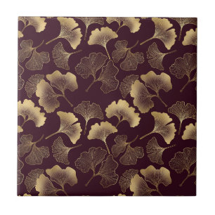 Luxus-Gold-Ginkgo-Burgund Fliese