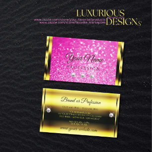 Luxus Gold Girly Pink Glitzer Sparkle Stars Jewel Visitenkarte