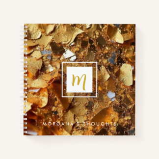 Luxus-Gold-Glanz-Monogramm-Quadrat Notizbuch