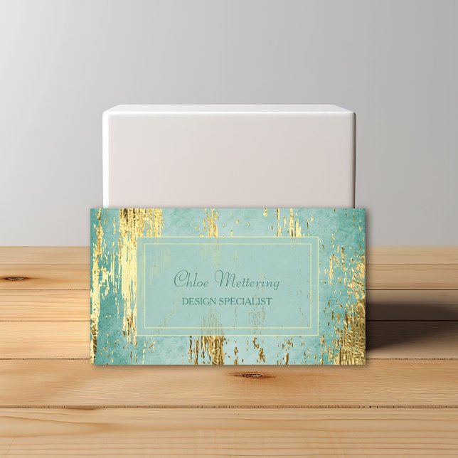 Luxus Gold Gleam Rahmen auf Aqua Blue Visitenkarte (Von Creator hochgeladen)