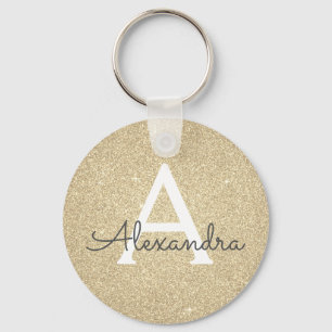 Luxus-Gold-Glitter & -Funkel-Monogramm Schlüsselanhänger