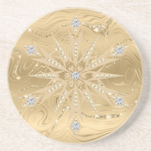 Luxus-Gold-Glitter-Schneeflocke-Diamant Getränkeuntersetzer