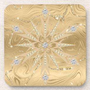 Luxus-Gold-Glitter-Schneeflocken-Diamant Getränkeuntersetzer