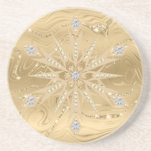 Luxus-Gold-Glitter-Schneeflockendiamant Getränkeuntersetzer