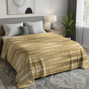 Luxus-Gold-Glitter-Streifenmuster Fleecedecke