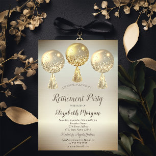 Luxus Gold Glitter Tropfballons Ruhestand Einladung
