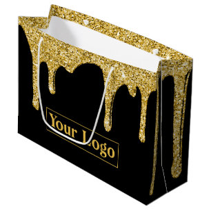 Luxus-Gold-Glitter-Tropfen Firmenlogo Große Geschenktüte