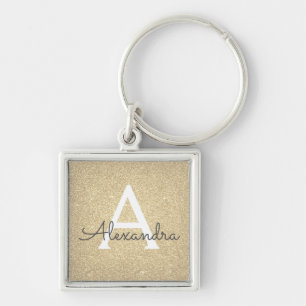 Luxus-Gold-Glitter- und Funkel-Monogramm Schlüsselanhänger
