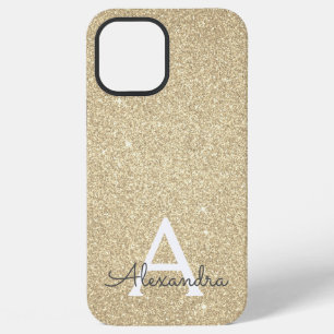 Luxus-Gold-Glitter und Glanz-Monogramm iPhone 12 Pro Max Hülle
