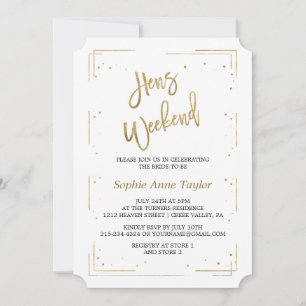 Luxus Gold Glitzer Bachelorette Wochenende Einladung